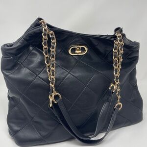 Montana West Puffer Shoulder Handbag with Gold Chain